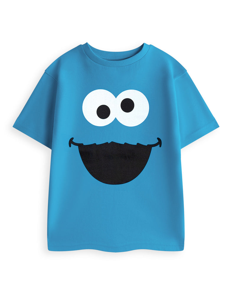 Sesame Street Cookie Monster Unisex Kids Blue Short Sleeved T-Shirt