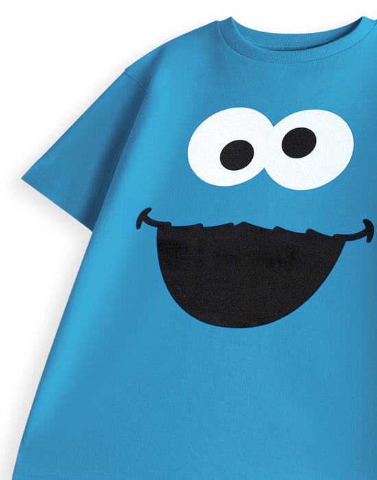 Sesame Street Cookie Monster Unisex Kids Blue Short Sleeved T-Shirt