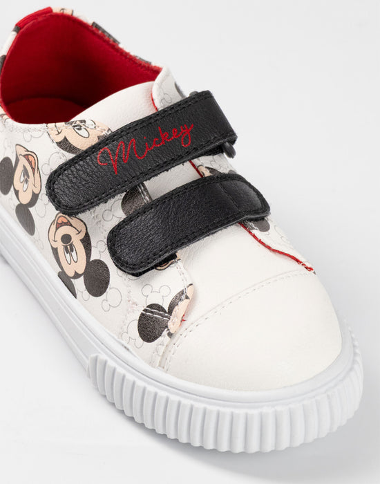 Disney All Over Print Boys White Velcro Trainers
