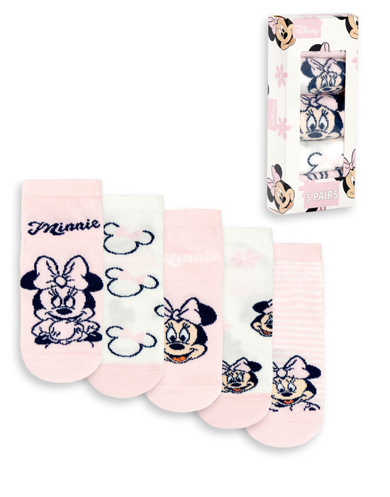 Disney Minnie Mouse Girls Pink Calf Socks Set of 5