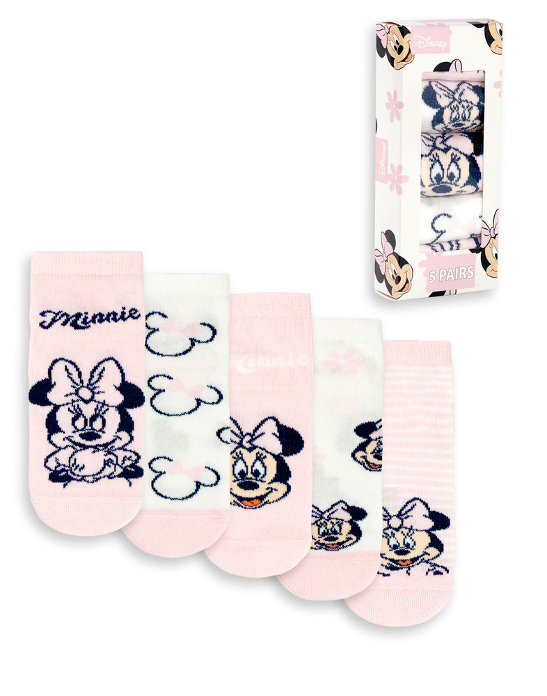 Disney Minnie Mouse Girls Pink Calf Socks Set of 5