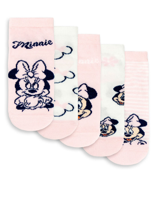 Disney Minnie Mouse Girls Pink Calf Socks Set of 5