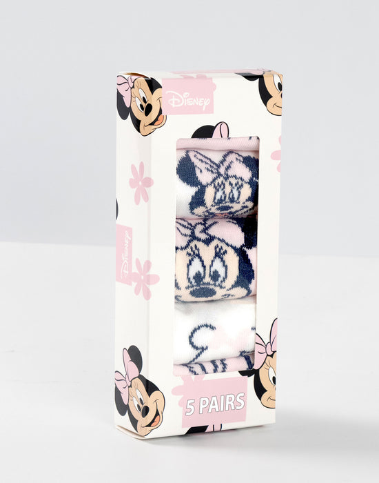 Disney Minnie Mouse Girls Pink Calf Socks Set of 5
