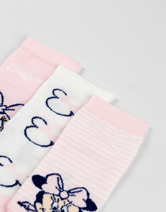 Disney Minnie Mouse Girls Pink Calf Socks Set of 5