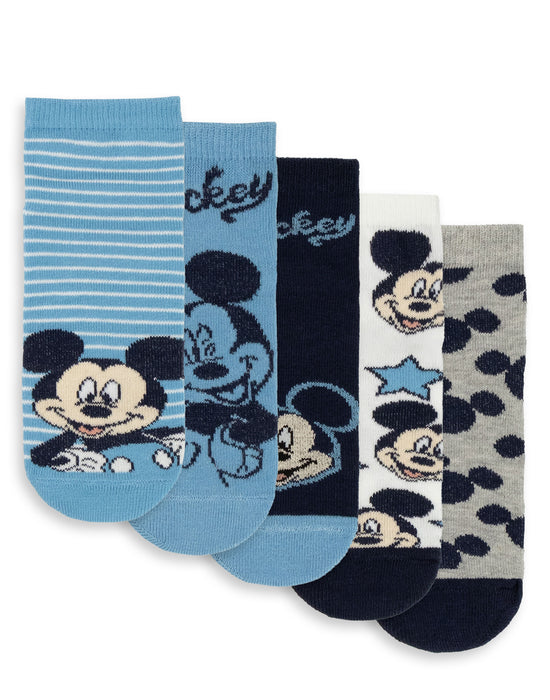 Disney Mickey Mouse Boys Blue Calf Socks Set of 5