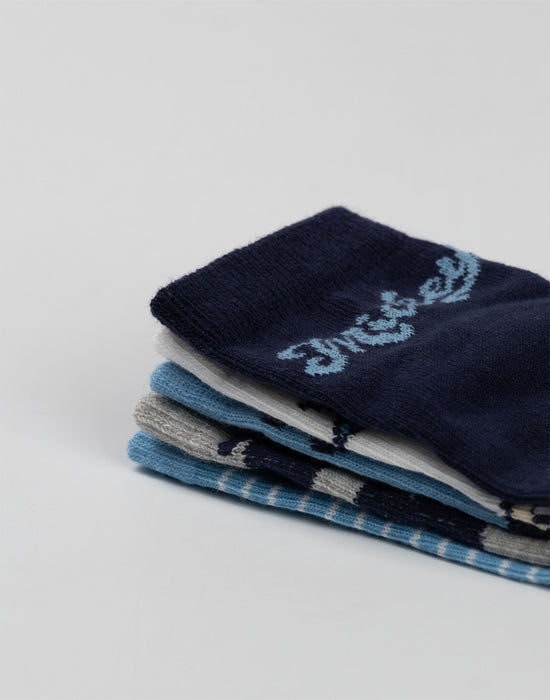 Disney Mickey Mouse Boys Blue Calf Socks Set of 5