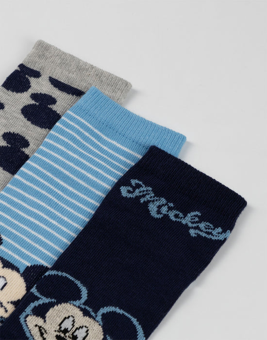 Disney Mickey Mouse Boys Blue Calf Socks Set of 5