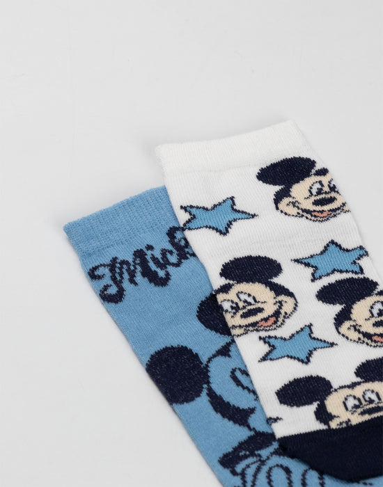 Disney Mickey Mouse Boys Blue Calf Socks Set of 5