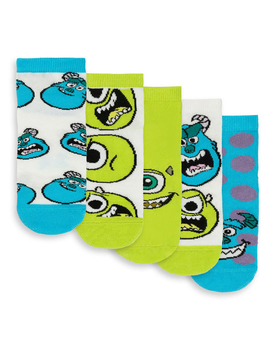 Disney Monsters Inc Mike & Sully Unisex Kids Green Calf Socks Set of 5