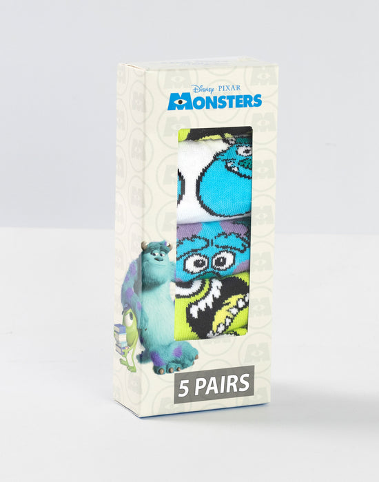 Disney Monsters Inc Mike & Sully Unisex Kids Green Calf Socks Set of 5