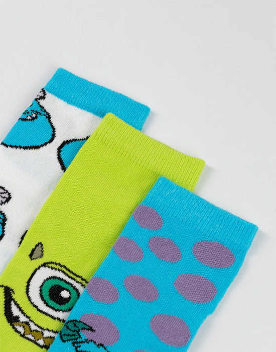 Disney Monsters Inc Mike & Sully Unisex Kids Green Calf Socks Set of 5