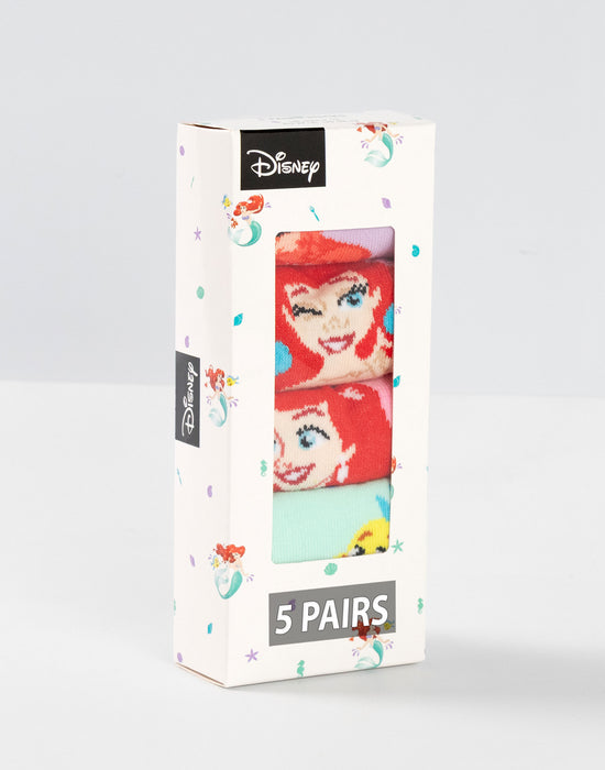 Disney The Little Mermaid Ariel Girls Multicoloured Calf Socks Set of 5