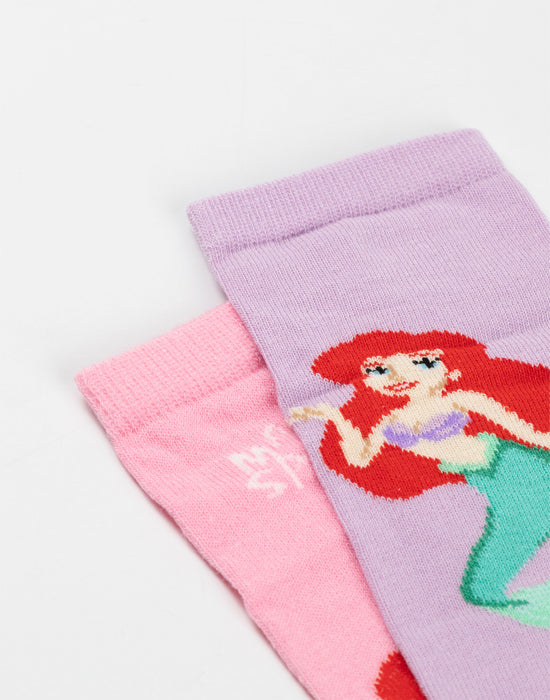 Disney The Little Mermaid Ariel Girls Multicoloured Calf Socks Set of 5