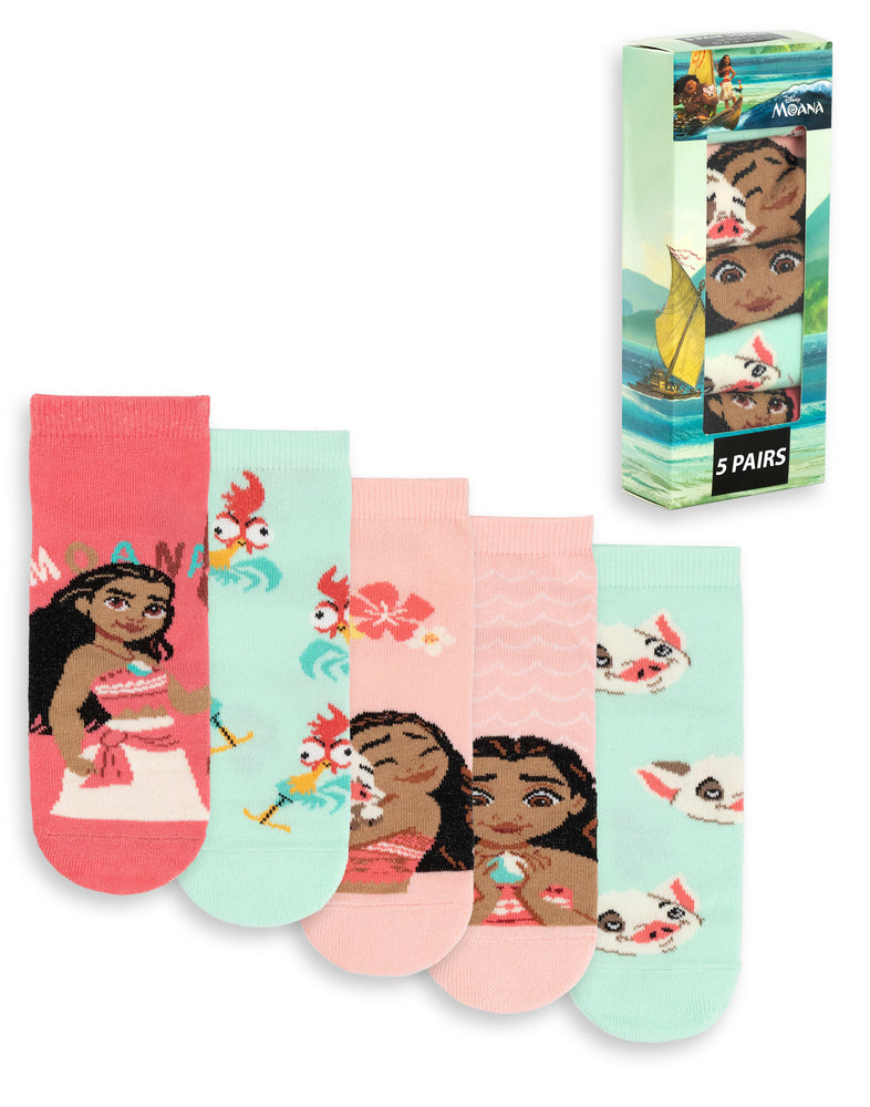 Disney Moana Girls Multicoloured Calf Socks Set of 5