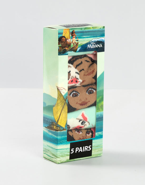 Disney Moana Girls Multicoloured Calf Socks Set of 5