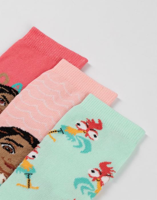 Disney Moana Girls Multicoloured Calf Socks Set of 5