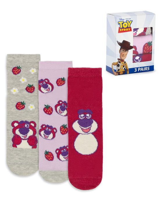 Disney Toy Story Lotso Girls Pink Calf Socks Set of 3