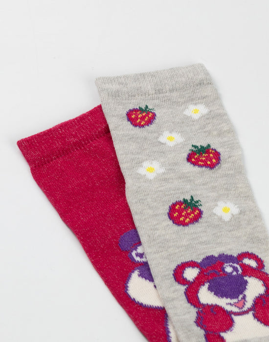 Disney Toy Story Lotso Girls Pink Calf Socks Set of 3