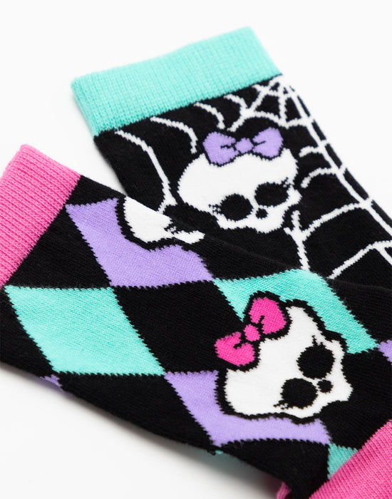 Monster High Skulls and Stripes Girls Multicoloured Calf Socks Set of 5