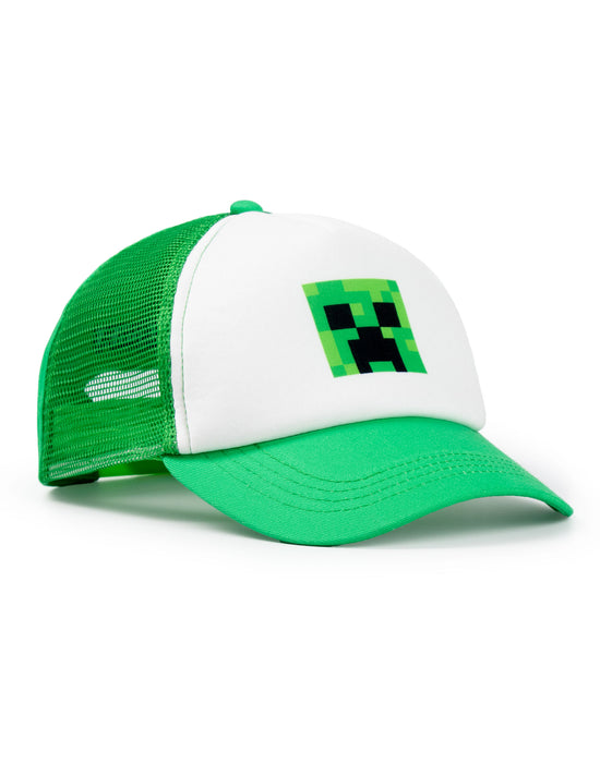 Minecraft Creeper Boys Green Snapback Curved Peak Cap — Vanilla