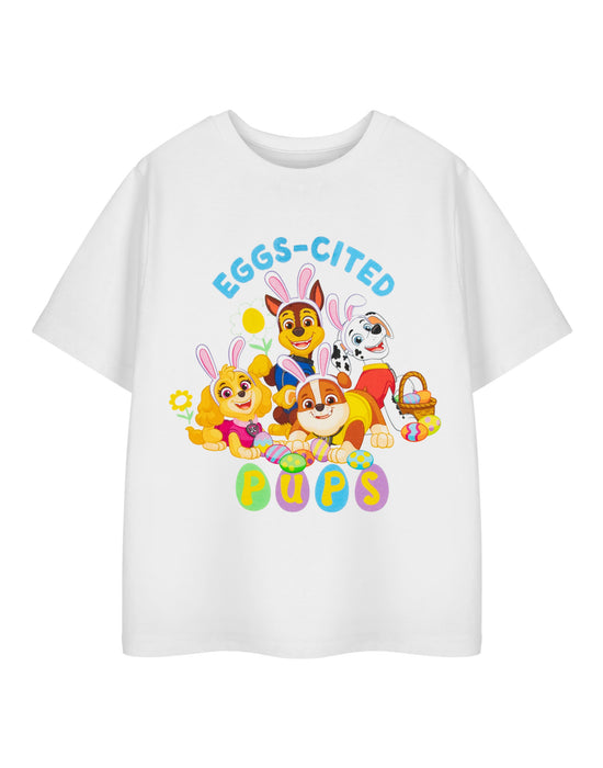Paw Patrol Eggs-cited Pups Unisex Kids White Short Sleeved T-Shirt