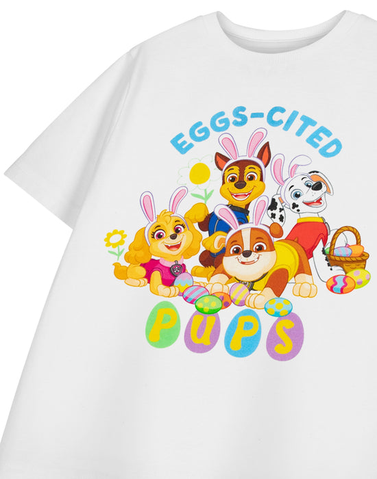 Paw Patrol Eggs-cited Pups Unisex Kids White Short Sleeved T-Shirt