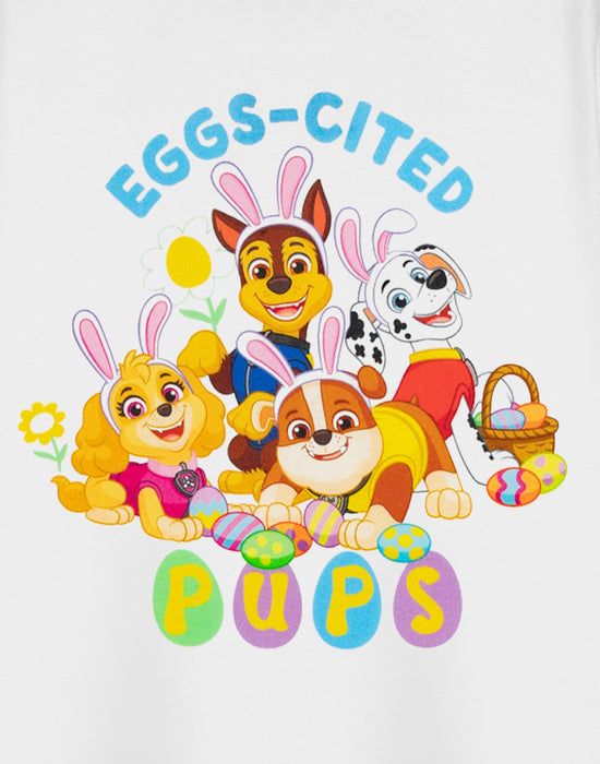 Paw Patrol Eggs-cited Pups Unisex Kids White Short Sleeved T-Shirt