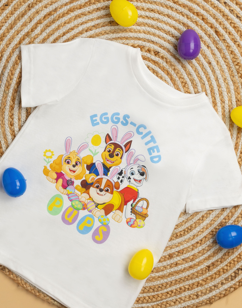 Paw Patrol Eggs-cited Pups Unisex Kids White Short Sleeved T-Shirt