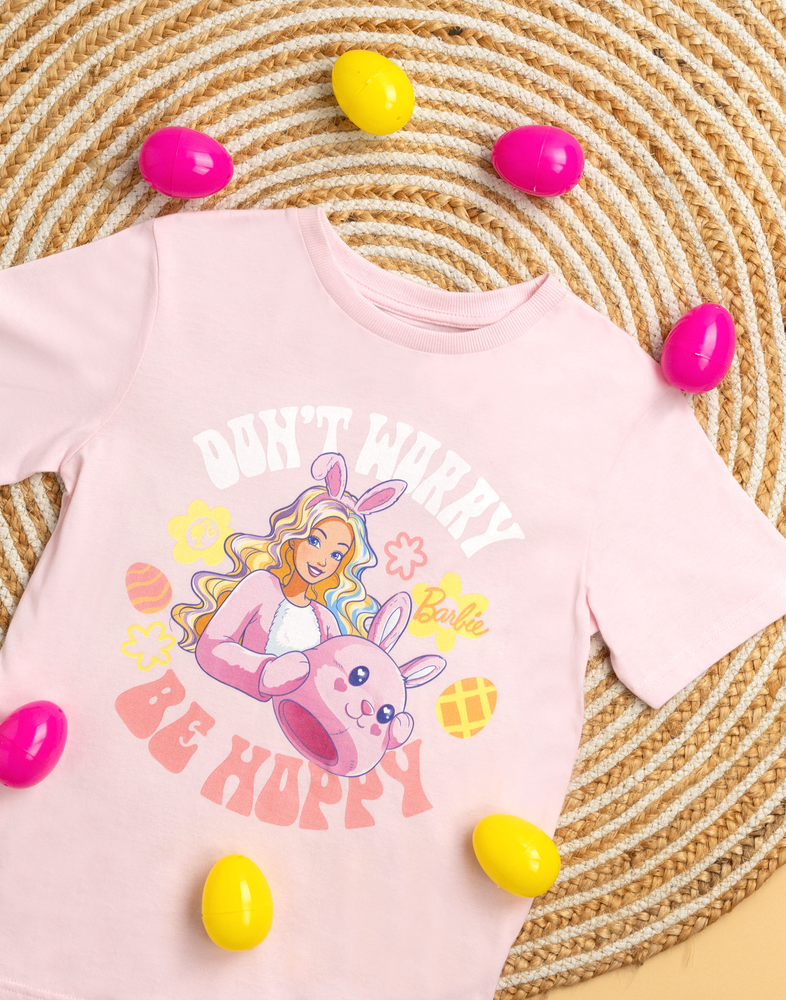 Barbie Don't Worry Be Hoppy Girls Pink Short Sleeved T-Shirt