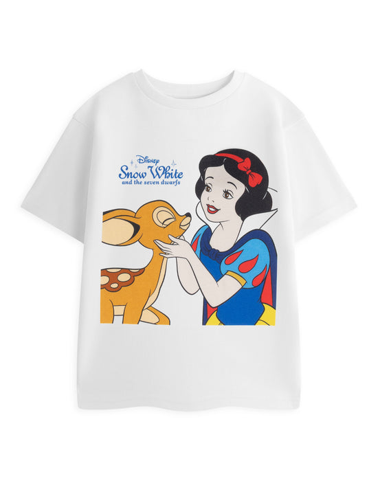 Disney Snow White & The Seven Dwarfs Fawn Girls White Short Sleeved T-Shirt