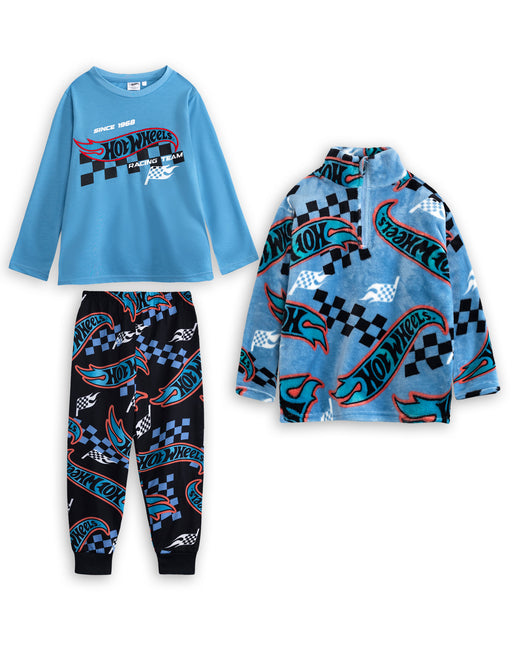 Hot Wheels Racing Team Boys Multicoloured Long Sleeve Long Leg Pyjama and Jumper 3 Piece Set