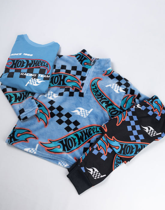 Hot Wheels Racing Team Boys Multicoloured Long Sleeve Long Leg Pyjama and Jumper 3 Piece Set