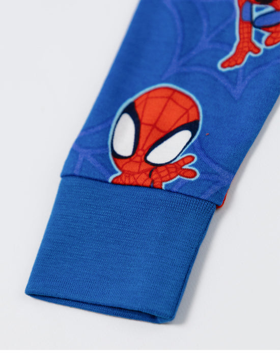 Spiderman Character Boys Blue Long Sleeve Long Leg Pyjama and Jumper 3 Piece Set