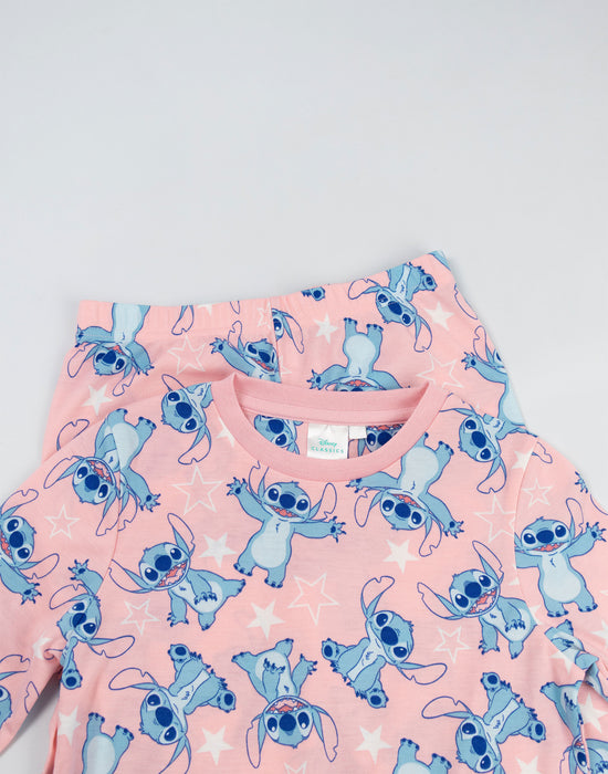 Lilo & Stitch Character Girls Pink Long Sleeve Long Leg Pyjama and Jumper 3 Piece Set