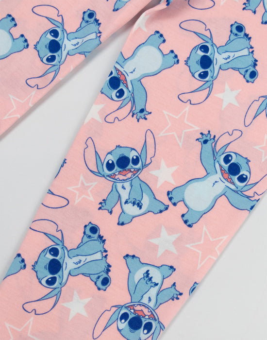 Lilo & Stitch Character Girls Pink Long Sleeve Long Leg Pyjama and Jumper 3 Piece Set