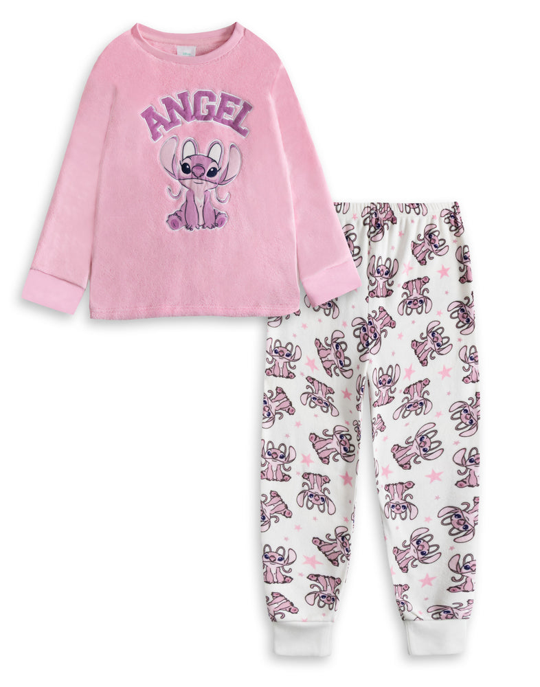 Lilo & Stitch Angel Girls Pink Long Sleeve Long Leg Pyjama Set