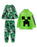 Minecraft Creeper Boys Green Long Sleeve Long Leg Pyjama and Jumper 3 Piece Set
