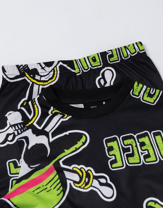 One Piece Skulls Boys Black Long Sleeve Long Leg Pyjama and Jumper 3 Piece Set