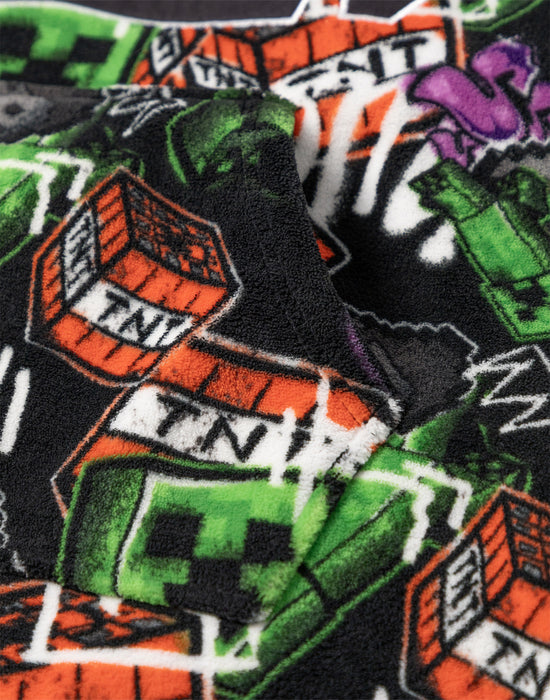 Minecraft Creeper Boys Multicoloured Blanket Hoodie