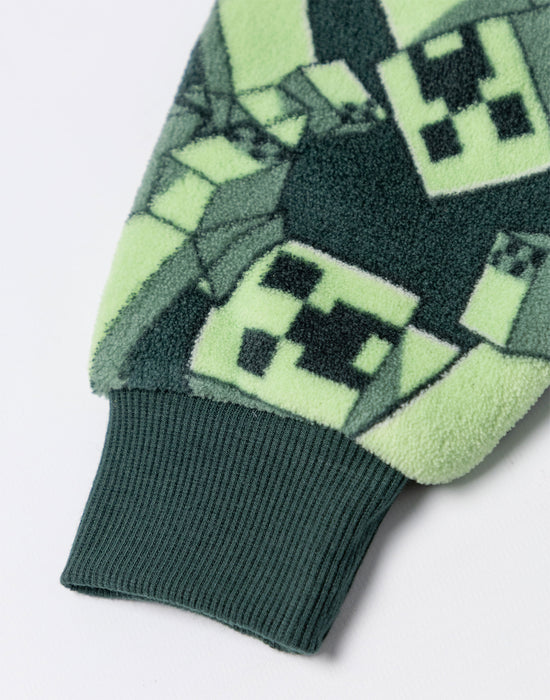 Minecraft Creeper Boys Green Blanket Hoodie