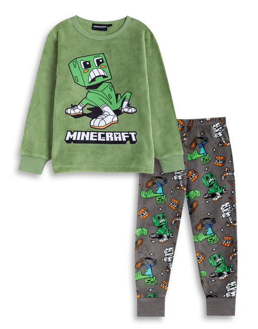 Minecraft Creeper Boys Green Long Sleeve Long Leg Pyjama Set