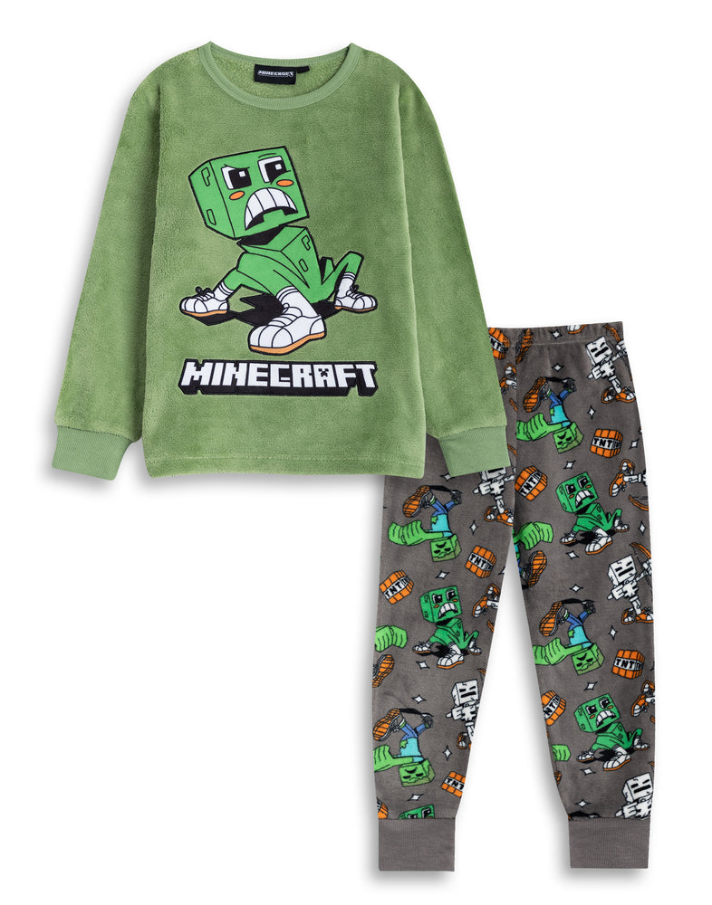 Minecraft Creeper Boys Green Long Sleeve Long Leg Pyjama Set