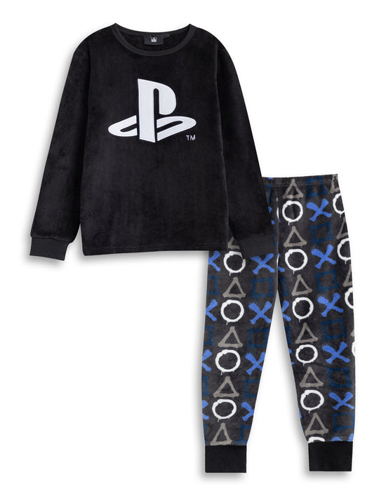PlayStation Logo Boys Black Long Sleeve Long Leg Pyjama Set
