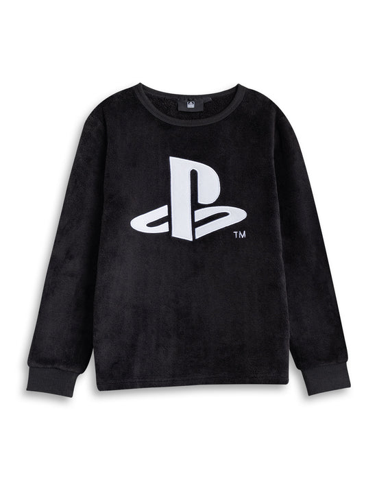 PlayStation Logo Boys Black Long Sleeve Long Leg Pyjama Set
