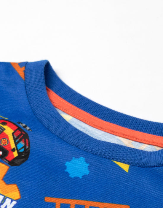 Fireman Sam Character Boys Blue Long Sleeve Long Leg Pyjama Set