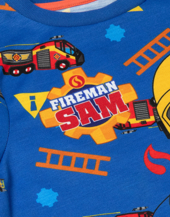 Fireman Sam Character Boys Blue Long Sleeve Long Leg Pyjama Set