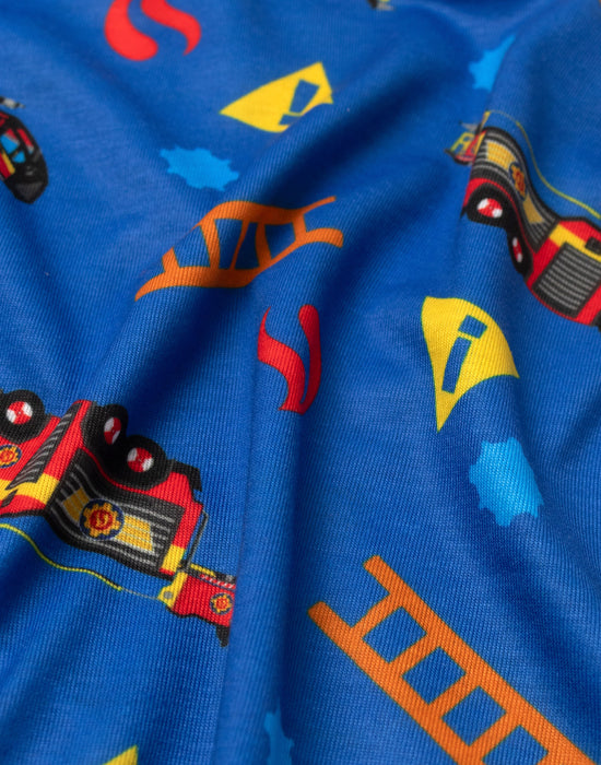 Fireman Sam Character Boys Blue Long Sleeve Long Leg Pyjama Set