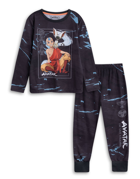 Avatar: The Last Airbender Character Boys Black Long Sleeve Long Leg Pyjama Set