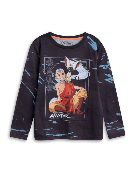 Avatar: The Last Airbender Character Boys Black Long Sleeve Long Leg Pyjama Set