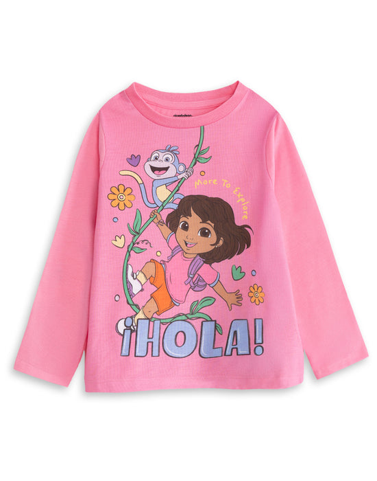 Dora The Explorer Character Unisex Kids Multicoloured Multi-Pack of 2 Long Sleeve Long Leg Pyjama Set
